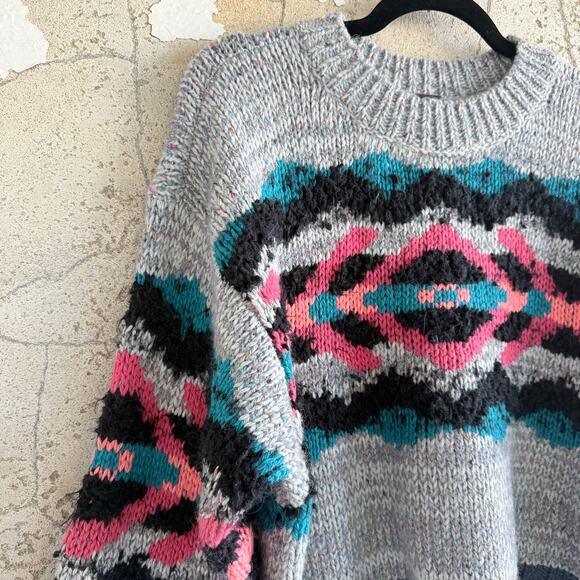 Free People Sweater Alpaca Wool Blend Fuzzy Cropped Pullover Women S I Heart You - Picture 3 of 10